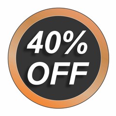 40% forty percent discount off, black, circle, golden, number, offer, promotion