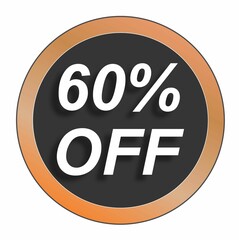 60% sixty percent discount off, black, circle, golden, number, offer, promotion