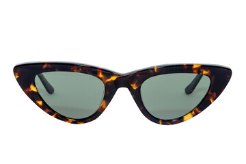 Cateye sunglasses for women tortoise frame with green shades front view