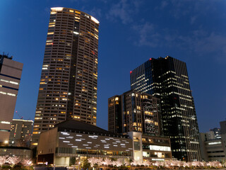 Fototapeta na wymiar 大阪中之島の高層ビル群夜景