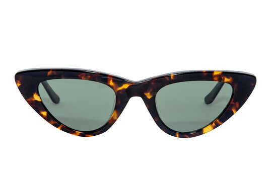 Cateye sunglasses for women tortoise frame with green shades front view