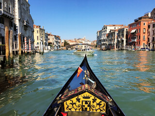 Take photo of the famous Venice Grand Canal in Italy from gondola