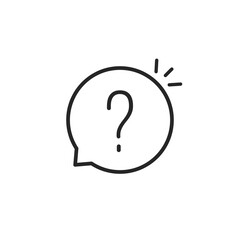 black thin line round bubble with question mark
