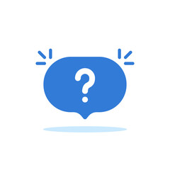question mark on blue bubble like quiz icon