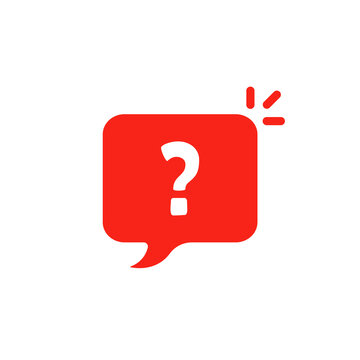 red speech bubble with question mark like quiz