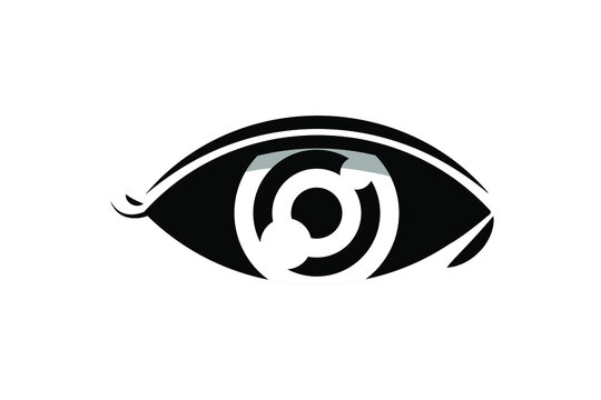 eye logo with target board inside. marketing logos, photography or related to the eye and target.