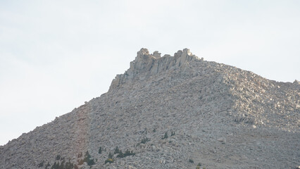 Mountain and tree landscapes on the long distance hiking path Pacific Crest Trail on the California...