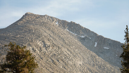 Mountain and tree landscapes on the long distance hiking path Pacific Crest Trail on the California...