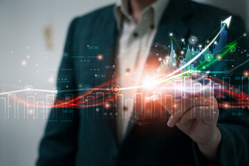 Businessman analysis stock graph and chart,concept growth financial profit,revenue,business investment,trade,revenue,stock market  statistic,performance solution marketing,planing market fluctuations