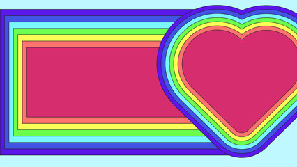 colorful rainbow heart frame wallpaper illustration, perfect for wallpaper, backdrop, postcard, background for your design