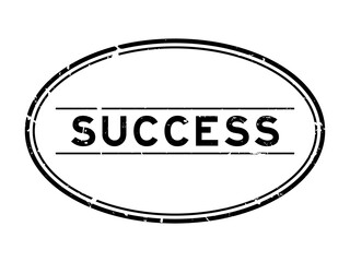 Grunge black success word oval rubber seal stamp on white background