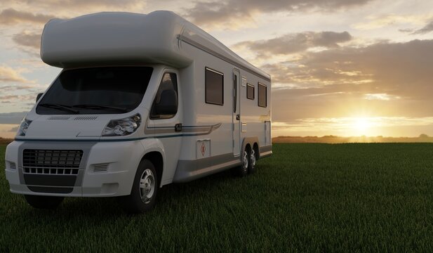 Motor home, a concept for advertising. 3D illustration.