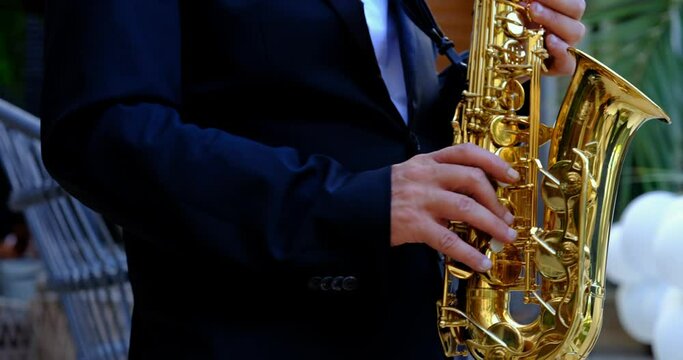 playing the saxophone