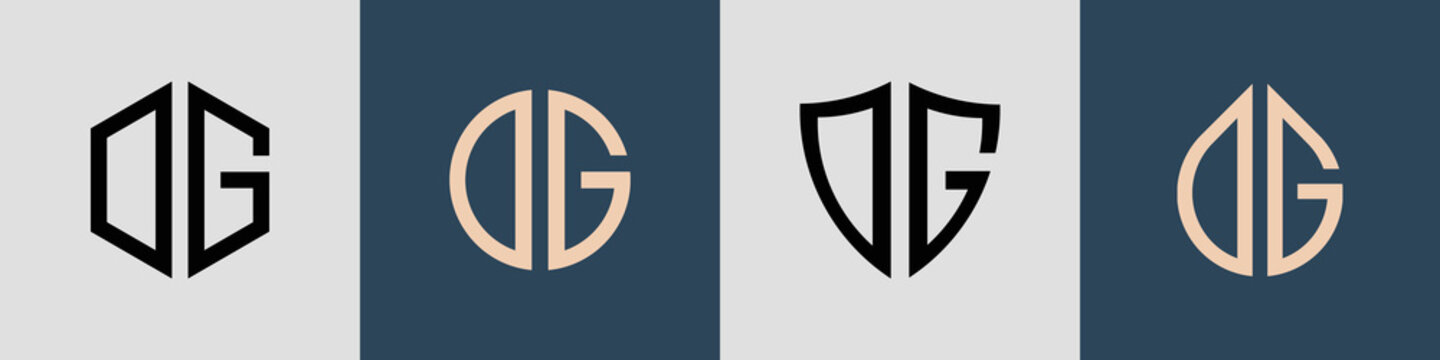 Creative simple Initial Letters DG Logo Designs Bundle.