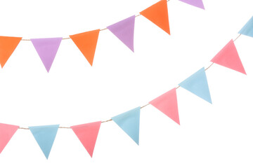Fototapeta premium Festive bunting flags isolated on white