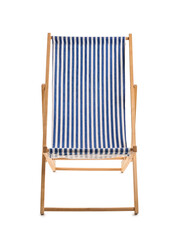 Striped deck chair on white background