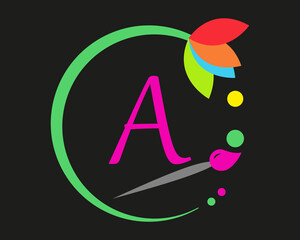A Letter Logo Design multiple Color with Round Frame.