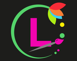 L Letter Logo Design multiple Color with Round Frame.