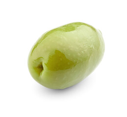 Green olive isolated on white background