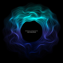 Abstract 3D sphere flowing light lines wave blue green gradient isolated on black background. Vector in concept of AI technology, science, music, modern. - obrazy, fototapety, plakaty