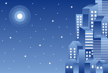 Fototapeta premium 背景素材_シンプルなビル街_グラデーション_夜空