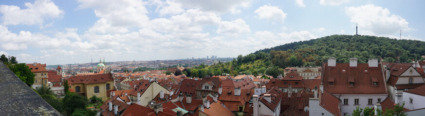 Fototapeta na wymiar Panorama across Prague taken from the castle