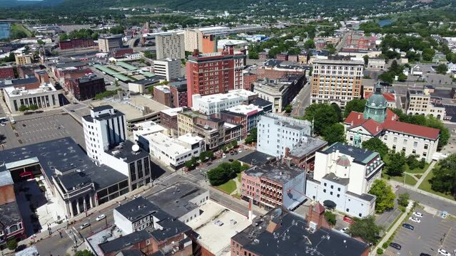 Binghamton, New York, downtown, aerial drone