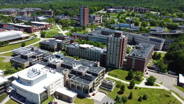 Binghamton University in Binghamton, New York.  Aerial drone footage