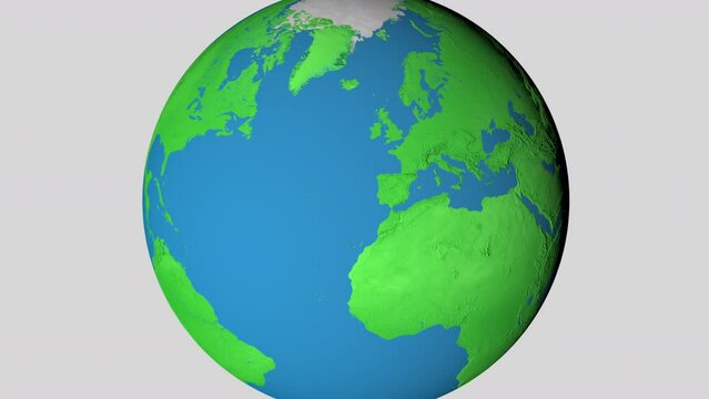 Seamless looping animation of the earth zooming in to the 3d map of United Kingdom with the capital and the biggest cites in 4K resolution