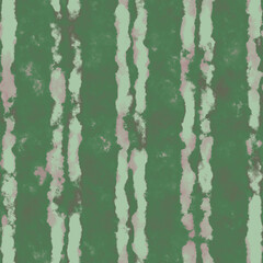 Green Watercolor-Dyed Effect Textured Distressed Striped Pattern