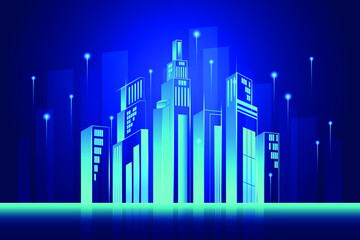 Smart city with futuristic background