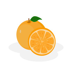 Fresh orange isolated on white background.