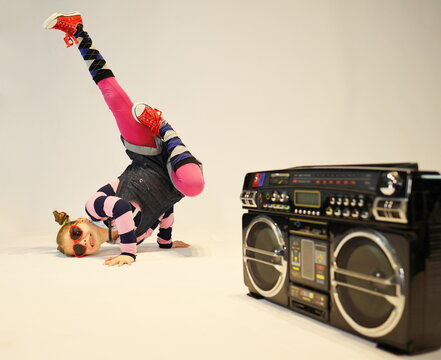 Little Girl In Breakdance And Boombox