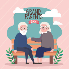 grandparents lettering with old couple in chair