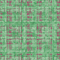 Purple and Green Watercolor-Dyed Effect Textured Checked Pattern