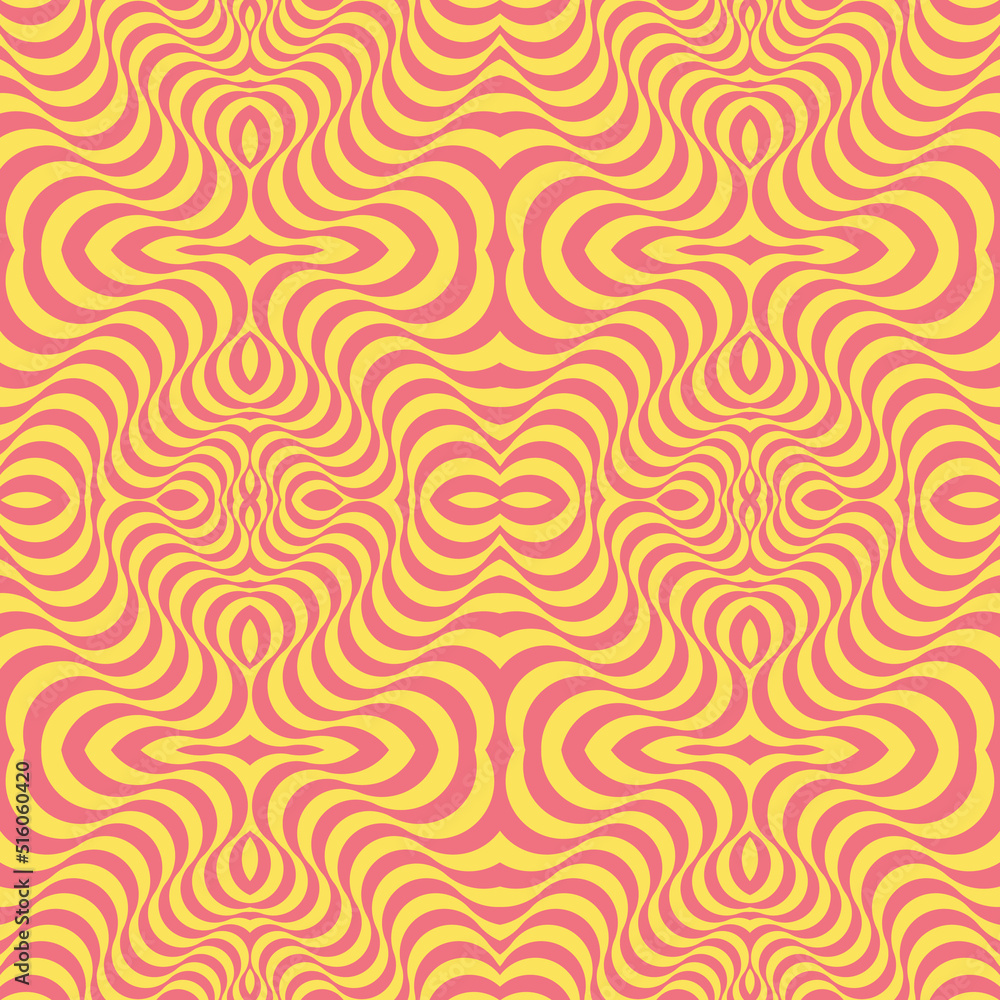 Poster groovy psychedelic seamless curves background. pattern design in 60s, 70s retro style. trendy vector