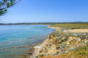 The sanctuary of Agios Sozons in eastern Lemnos with the Aegean sea as a background