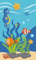 Plakat sea fishes and horsefish