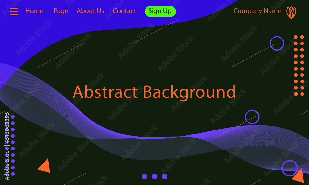 Poster website landing page design with ornament shape decoration. website main page template suitable for 