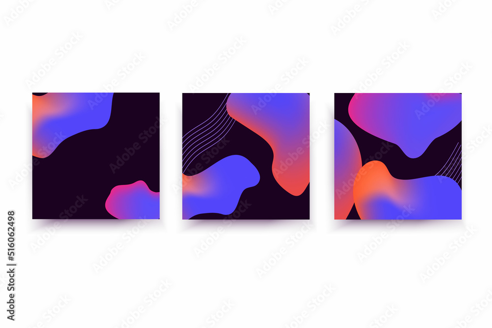 Poster compositions of colored spots. set of minimal poster.modern abstract backgrounds with organic elemen