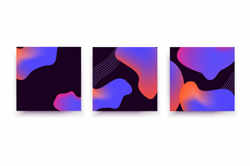 Compositions of colored spots. Set of minimal poster.Modern abstract backgrounds with organic elements and dynamic shapes.Vector illustration for design and creative ideas.