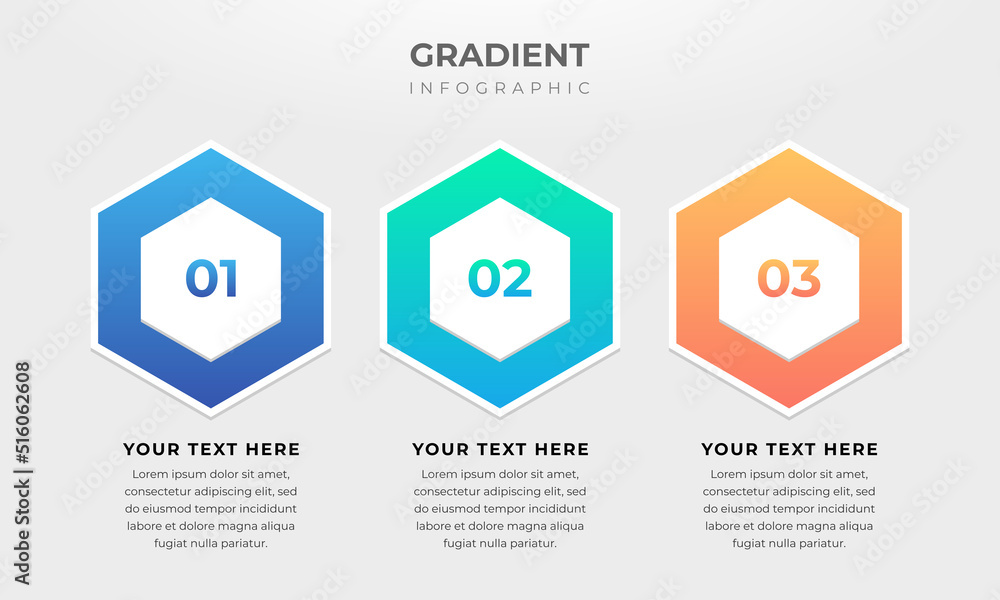 Poster gradient hexagonal infographic banner. goals infographic template. business concept with 3 steps.