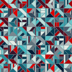 Fototapeta na wymiar symmetrical pattern of rectangles and bars blue red