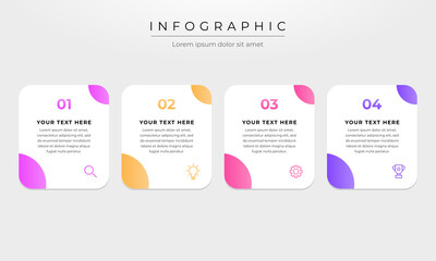 Colourful infographic steps with text boxes. Business concept with 4 steps.