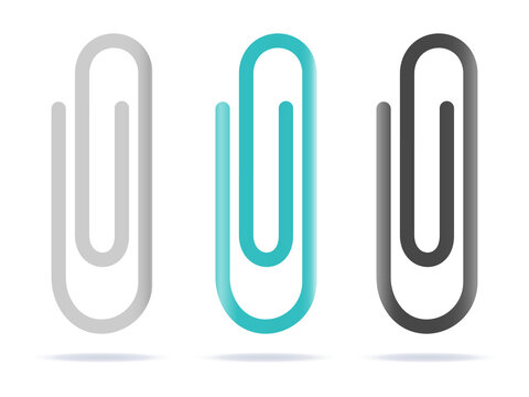 Paper clips set. Cartoon minimal style. 3d vector icon.