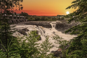 The roaring of the energy generating waterfall at Grand Falls, NB, Canada