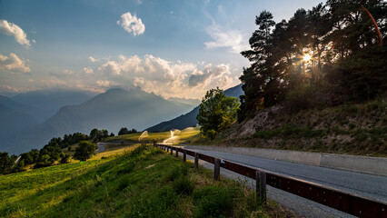 Summer sunset in the mountains of Valle d'Aosta