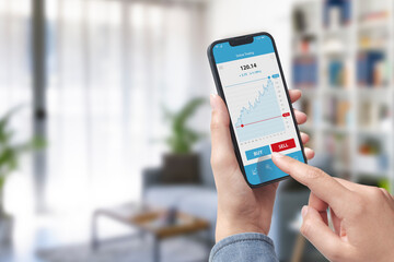 Stock trading app on smartphone