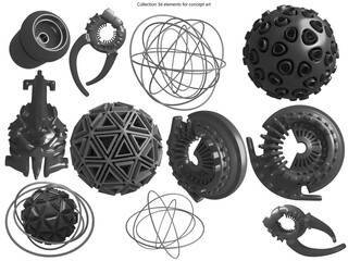 Collection 3d elements for concept art © neurostructure
