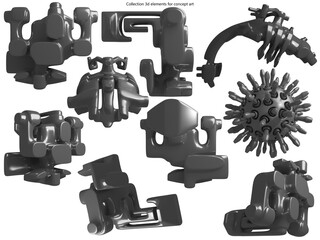 Collection 3d elements for concept art © neurostructure